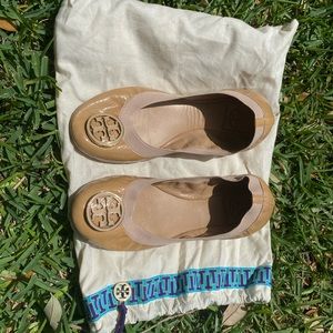 Tory Burch Nude Caroline Patent Leather Flats